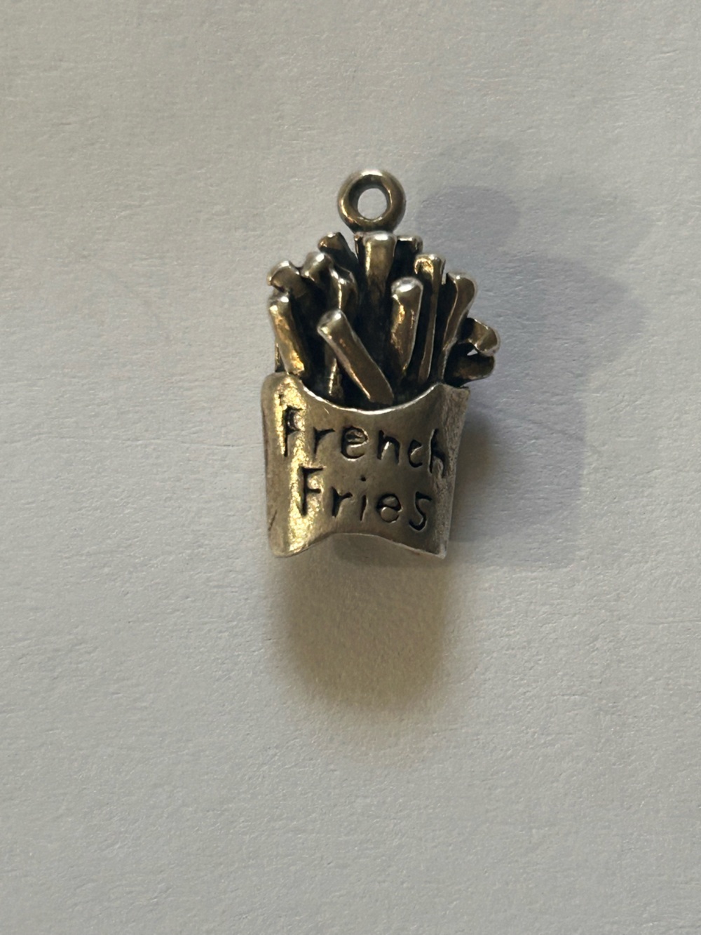 Silver French Fries Charm Pendant